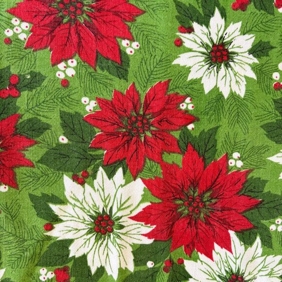 VTG 1950's Christmas Poinsettia Tablecloth - Picture 2 of 2
